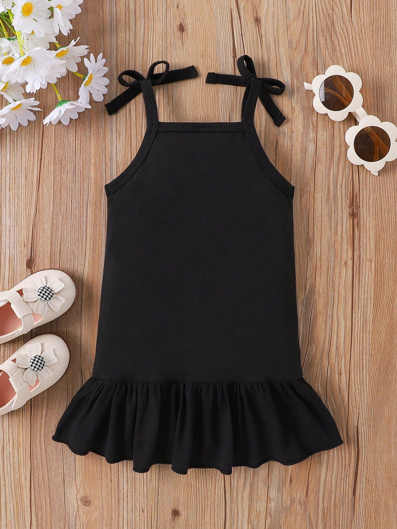 Fashionable And Minimalist Style Baby Girl's Letter Printed Suspenders Dress, Summer
