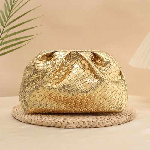 Fashionable New Women's Cloud Handbag, High-Quality Creative Casual Evening Bag, Solid Color Minimalist Faux Woven Cloud Bag, Women's Clutch