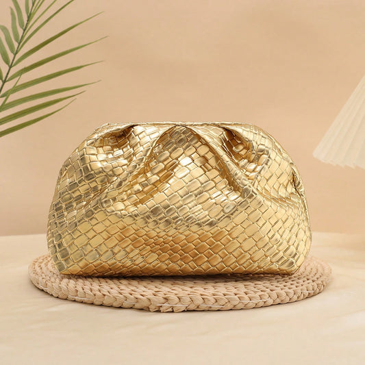 Fashionable New Women's Cloud Handbag, High-Quality Creative Casual Evening Bag, Solid Color Minimalist Faux Woven Cloud Bag, Women's Clutch