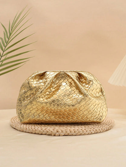 Fashionable New Women's Cloud Handbag, High-Quality Creative Casual Evening Bag, Solid Color Minimalist Faux Woven Cloud Bag, Women's Clutch