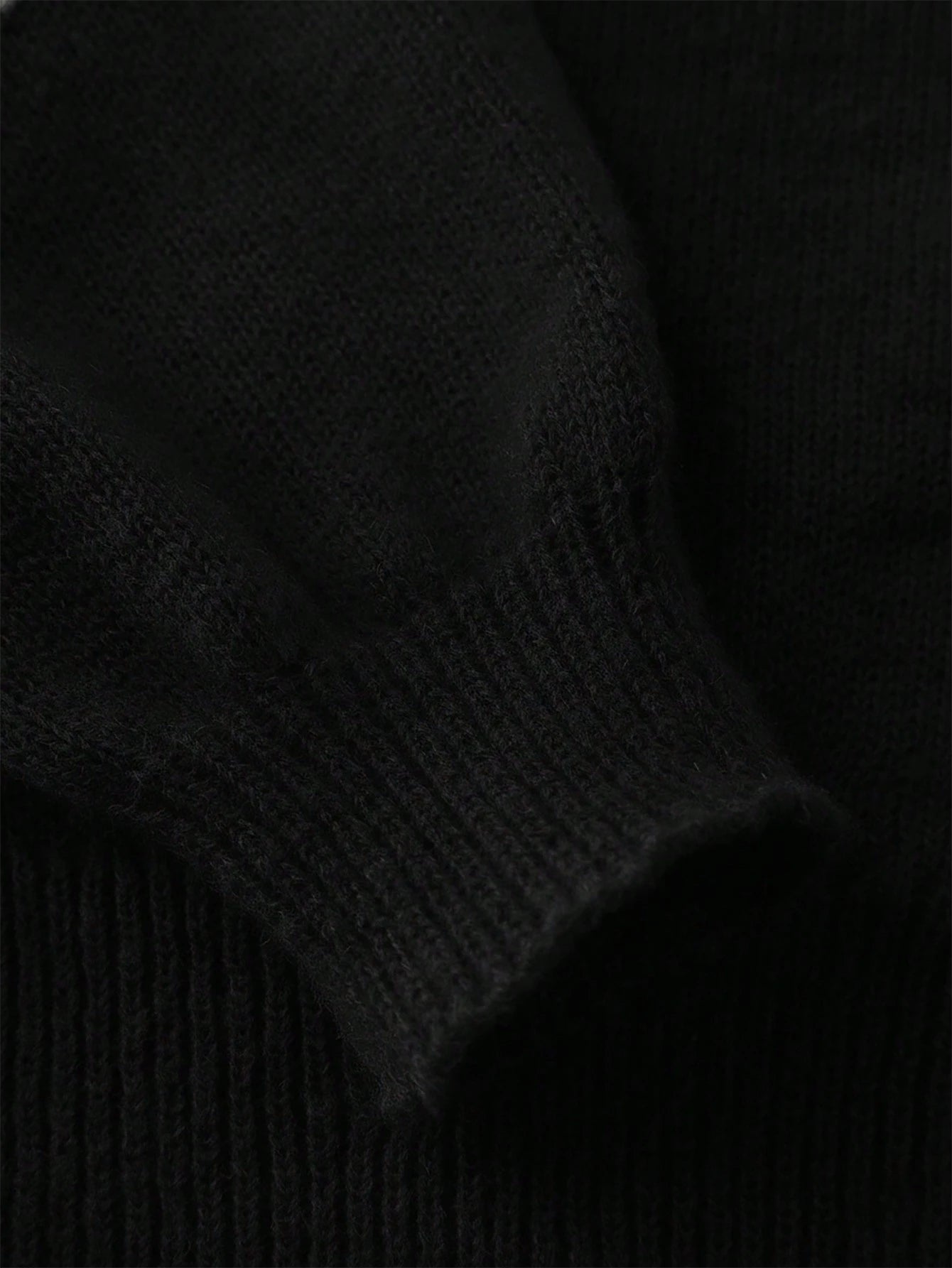 Fashionable Plain Black Hooded Knit Cardigan, Autumn Casual Sunday Back-To-School Button-Up Hoodie, Short Cropped Sweater Jacket For Tween Girl