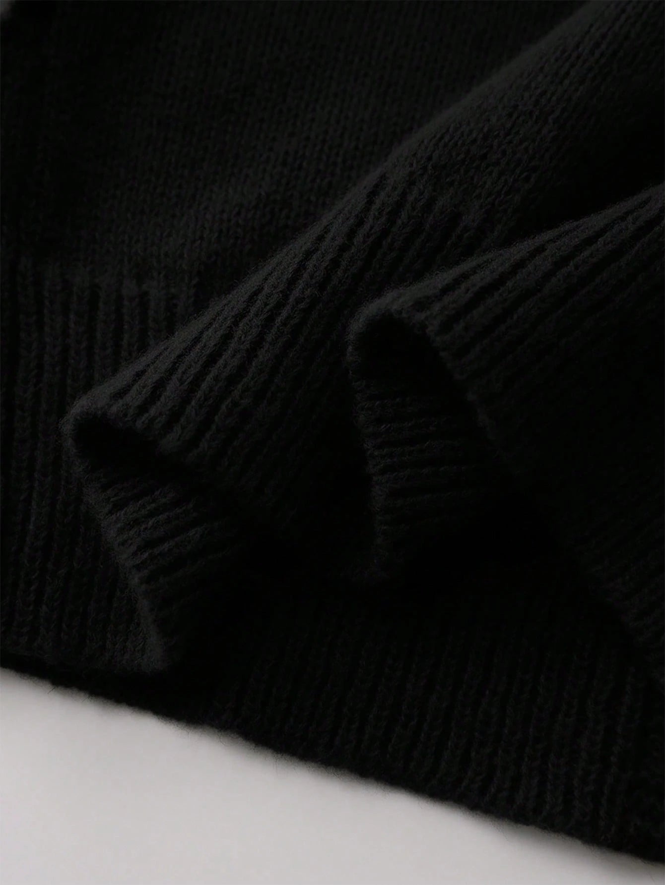 Fashionable Plain Black Hooded Knit Cardigan, Autumn Casual Sunday Back-To-School Button-Up Hoodie, Short Cropped Sweater Jacket For Tween Girl