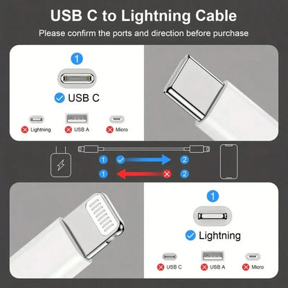 Fast Charge Cable Lightning Cable Compatible With IPhone 14 13 12 Pro Max X XR XS 8 7 6s 6|Fast Charging USB C To Lightning Cable, Type C Compatible With IPhone Charger Cable Compatible With IPhone 1