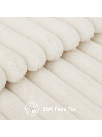 Faux Fur Cozy Soft Striped Decorative Throw Pillow Covers,Velvet Pillowcase Cushion Case For Sofa Couch