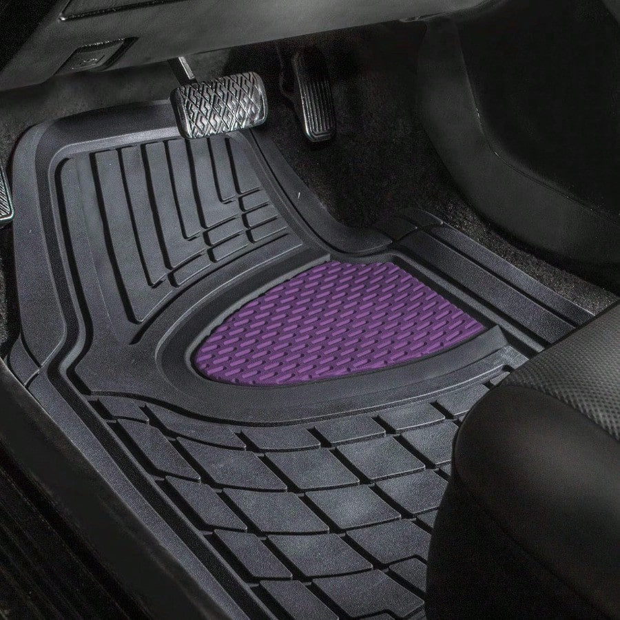 FH Group Car Floor Mats- Heavy-Duty Rubber Floor Mats For Cars Universal Fit Full Set Trimmable Automotive Floor Mats Climaproof Floor Mats For Most Sedan SUV Truck Floor Mats Purple Gift