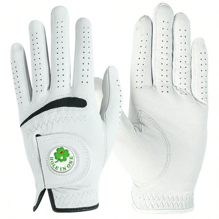 FINGER TEN Premium Golf Glove For Men, Left Hand, 1pc With Ball Marker, Made Of Soft Goat Leather With All-Weather Grip, Providing Comfortable And Luxurious Experience For Right-Handed Golfers