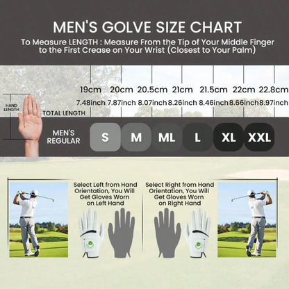 FINGER TEN Premium Golf Glove For Men, Left Hand, 1pc With Ball Marker, Made Of Soft Goat Leather With All-Weather Grip, Providing Comfortable And Luxurious Experience For Right-Handed Golfers