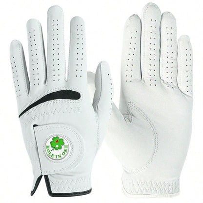FINGER TEN Premium Golf Glove For Men, Left Hand, 1pc With Ball Marker, Made Of Soft Goat Leather With All-Weather Grip, Providing Comfortable And Luxurious Experience For Right-Handed Golfers