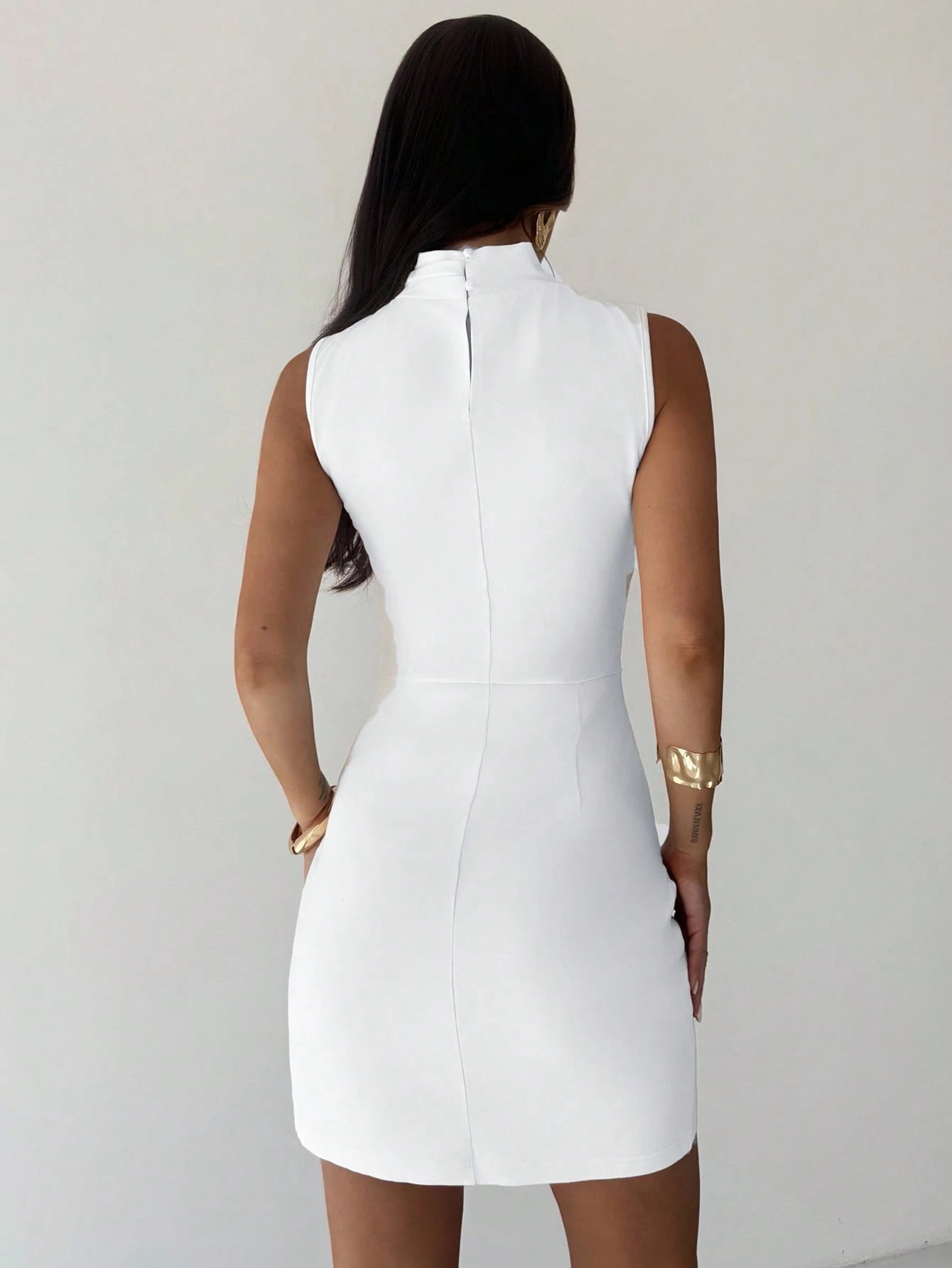 Firerie Ladies Elegant Sexy Slim Fit Flower Bud Hem Dress, White Summer Brunch Night Out Outfit For Women, Old Money Style All White Party Club Night, Office