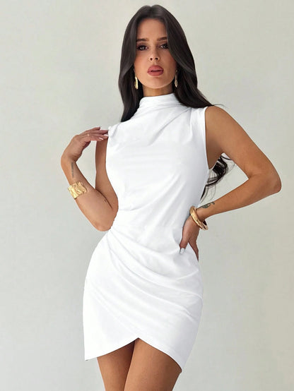 Firerie Ladies Elegant Sexy Slim Fit Flower Bud Hem Dress, White Summer Brunch Night Out Outfit For Women, Old Money Style All White Party Club Night, Office