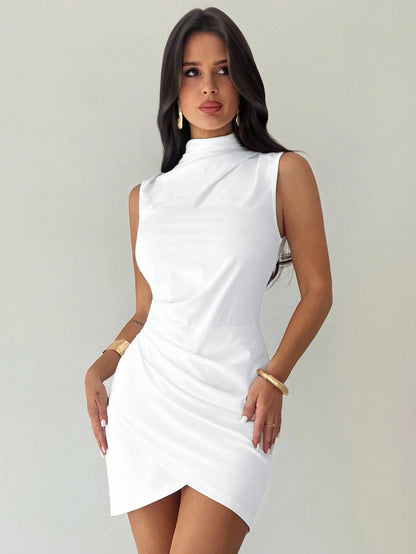 Firerie Ladies Elegant Sexy Slim Fit Flower Bud Hem Dress, White Summer Brunch Night Out Outfit For Women, Old Money Style All White Party Club Night, Office