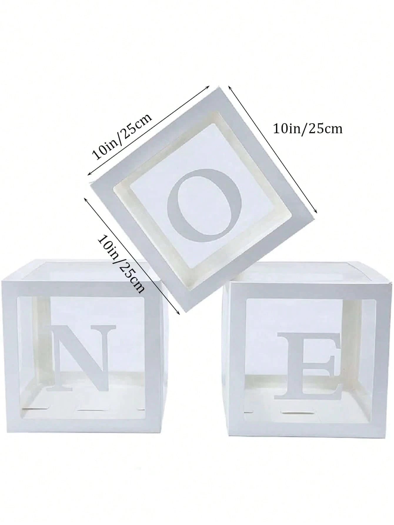 First Birthday Decorations For Boy Or Girl, 3 Pcs ONE Balloon Boxes For 1st Birthday, Baby Clear Blocks Party Decor With ONE Letters For Photoshoot Props, Cake Smash Backdropbaby Shower Family Decorat