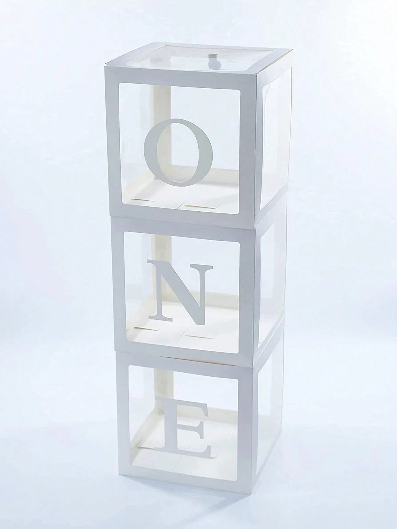 First Birthday Decorations For Boy Or Girl, 3 Pcs ONE Balloon Boxes For 1st Birthday, Baby Clear Blocks Party Decor With ONE Letters For Photoshoot Props, Cake Smash Backdropbaby Shower Family Decorat
