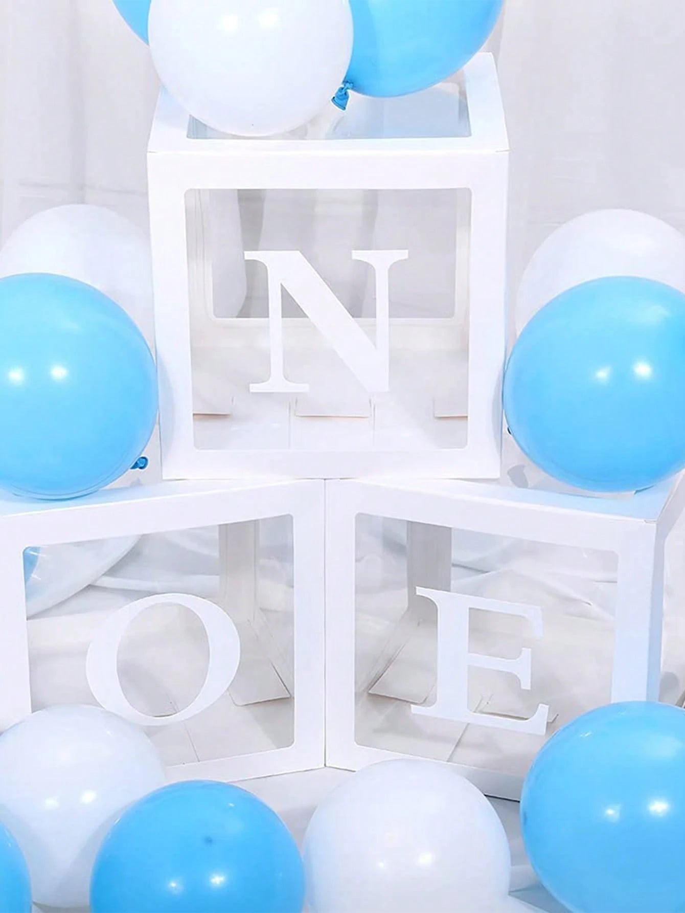 First Birthday Decorations For Boy Or Girl, 3 Pcs ONE Balloon Boxes For 1st Birthday, Baby Clear Blocks Party Decor With ONE Letters For Photoshoot Props, Cake Smash Backdropbaby Shower Family Decorat