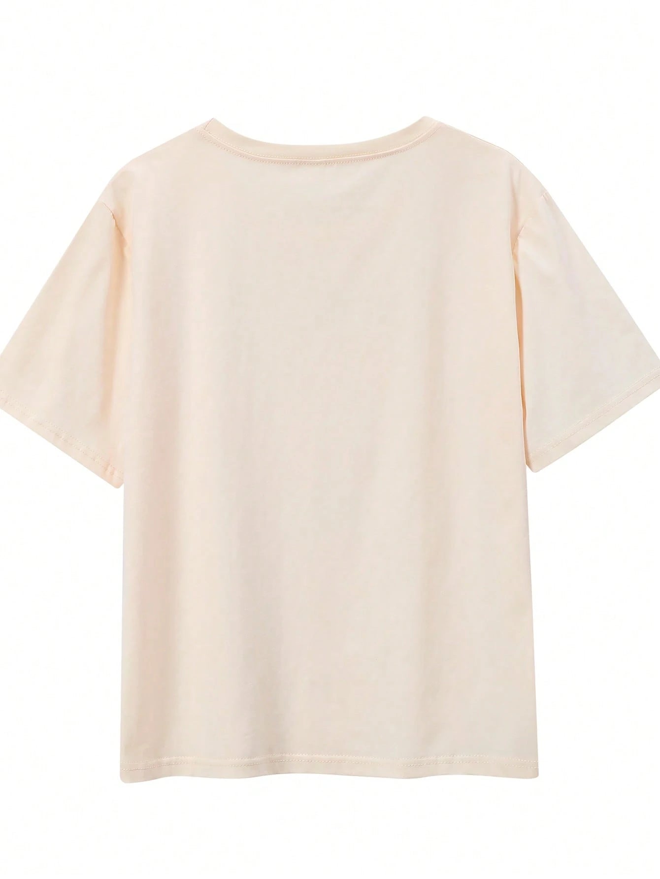 Flirla Round Neck Short Sleeved T-Shirt With Cat And Moon Print, Suitable For Spring And Summer
