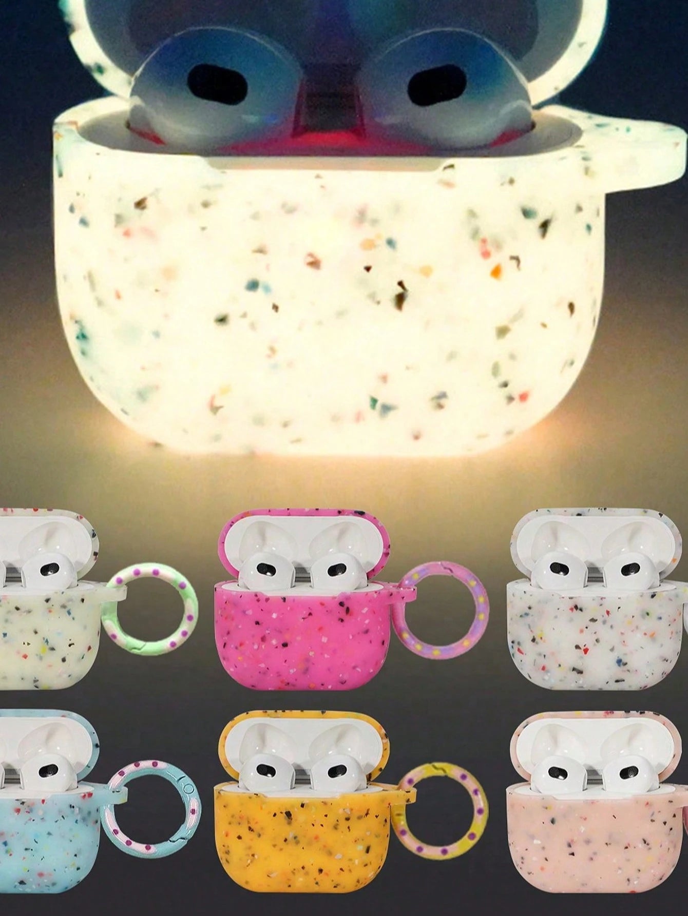 Floral Glow-In-The-Dark Thick Silicone Soft Case For AirPods, Protective Cover For AirPods Pro New 1/2/3/4 Generation