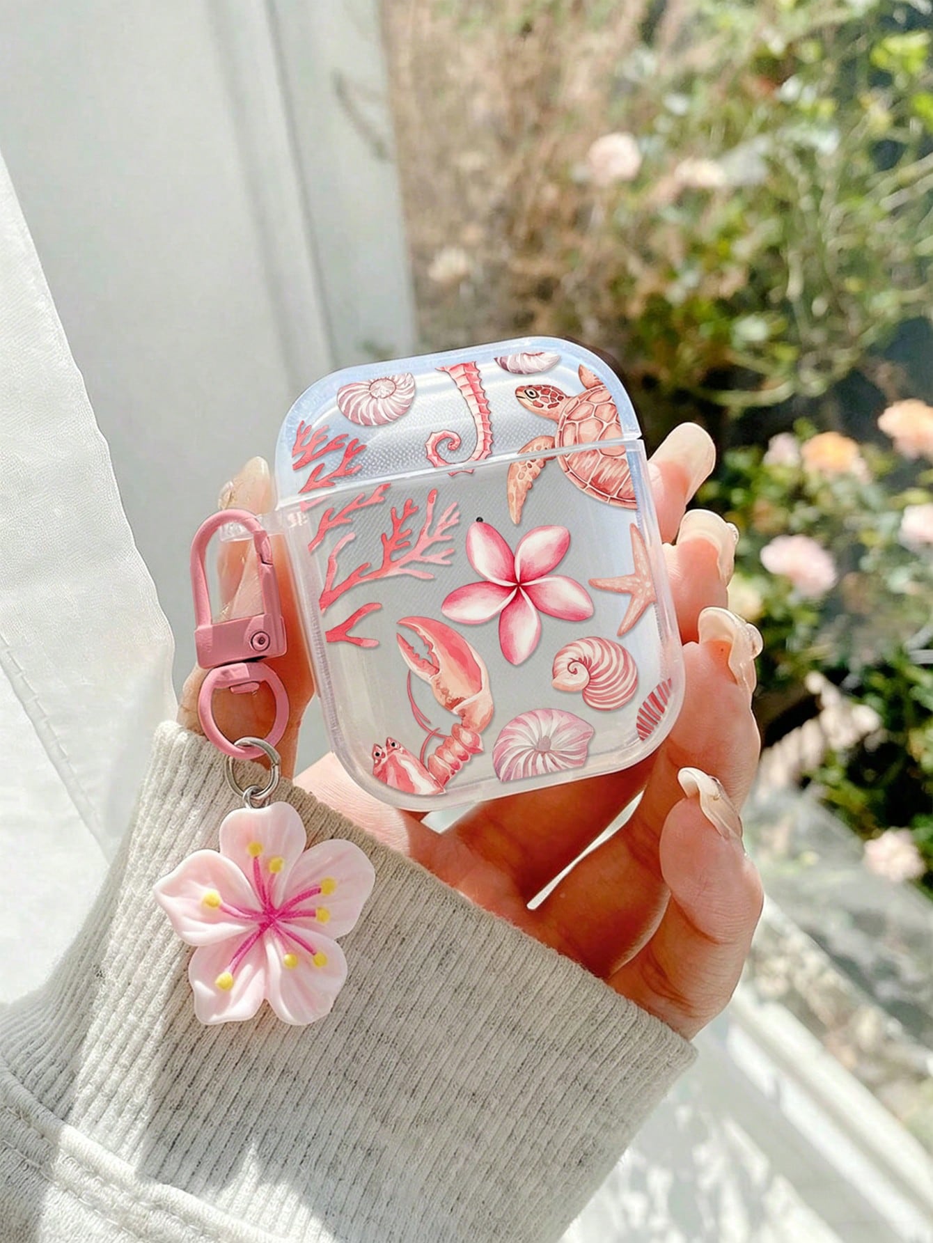 Flower Lily Flower Painted Transparent Bluetooth Earphone Case, Suitable For Painted Transparent Fashion Bluetooth Earphone Case, Applicable To S4 Protective Case, Apple Wireless Bluetooth Earphone Sh