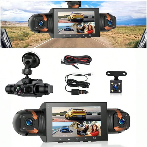FLYANT 4 Channel 360° Panoramic Dash Cam, 3 Inch 1080P Front Rear Left Right Car Dash Camera With 24H Parking Monitor, G-Sensor Super Night Vision, Motion Detection & Loop Recording