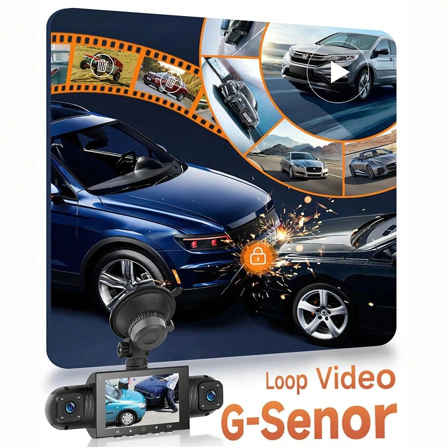FLYANT 4 Channel 360° Panoramic Dash Cam, 3 Inch 1080P Front Rear Left Right Car Dash Camera With 24H Parking Monitor, G-Sensor Super Night Vision, Motion Detection & Loop Recording