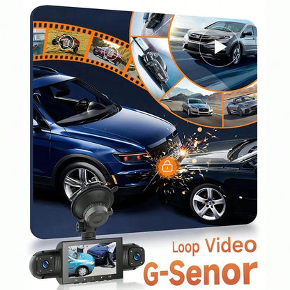 FLYANT 4 Channel 360° Panoramic Dash Cam, 3 Inch 1080P Front Rear Left Right Car Dash Camera With 24H Parking Monitor, G-Sensor Super Night Vision, Motion Detection & Loop Recording