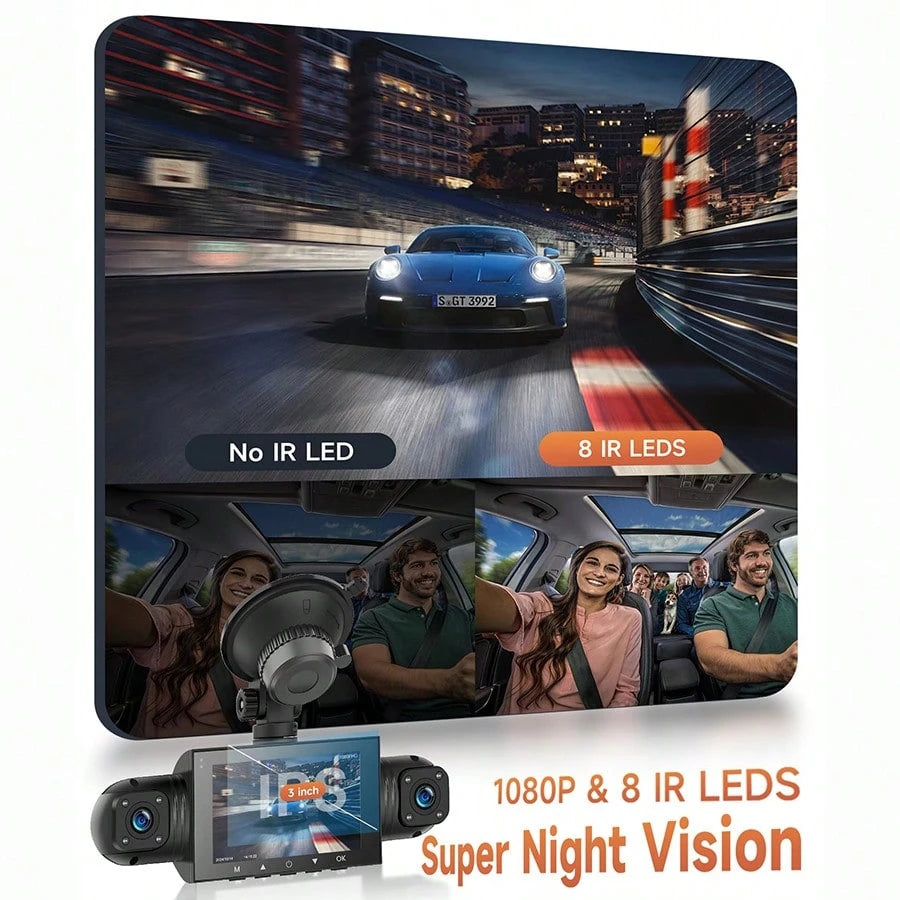FLYANT 4 Channel 360° Panoramic Dash Cam, 3 Inch 1080P Front Rear Left Right Car Dash Camera With 24H Parking Monitor, G-Sensor Super Night Vision, Motion Detection & Loop Recording