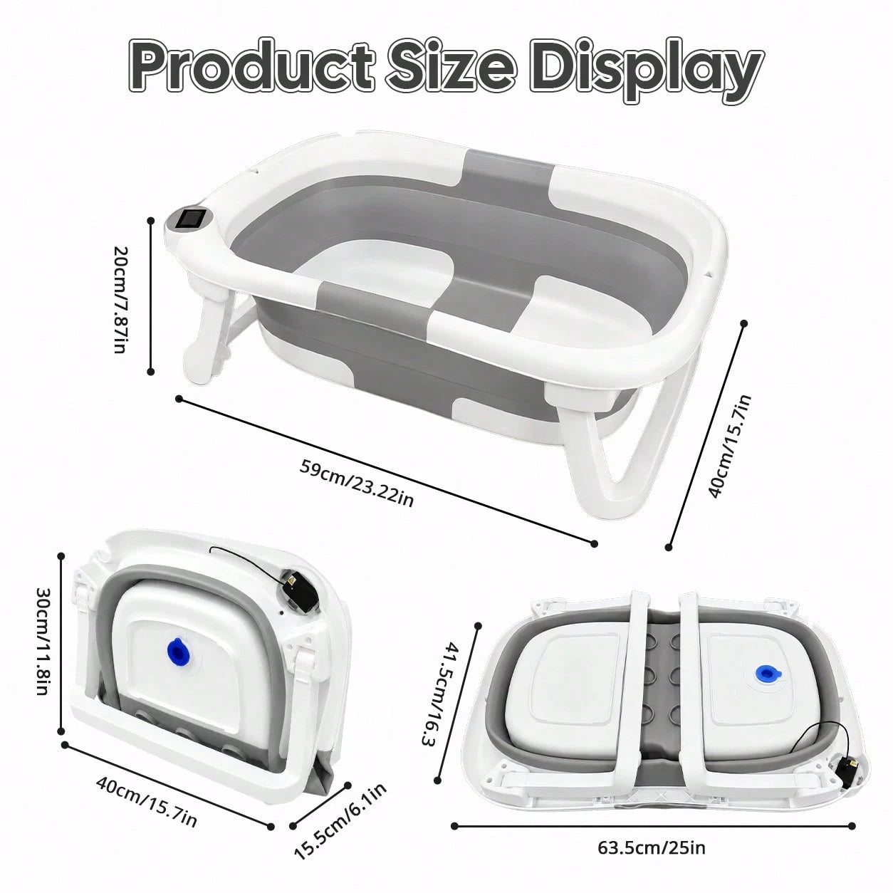 Foldable Baby Bathtub, Suitable For Newborns To Infants Aged 0-36 Months, Comes With A Soft Cushion And Thermometer,Portable Travel Baby Tub For New