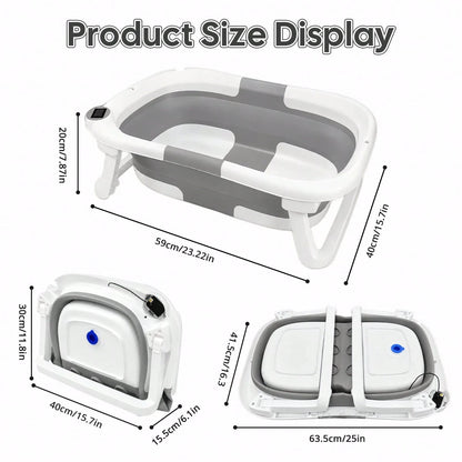 Foldable Baby Bathtub, Suitable For Newborns To Infants Aged 0-36 Months, Comes With A Soft Cushion And Thermometer,Portable Travel Baby Tub For New