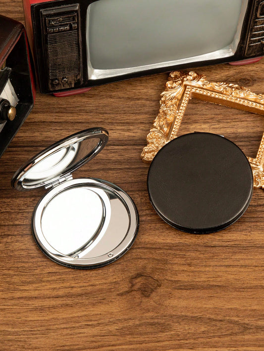 Foldable Pocket Makeup Mirror, 1pc Solid Color Round Double-Sided Compact Cosmetic Mirror, Desktop Mirror, Portable Travel Mirror For Women & Girl, Gift For Women Mom Wife Sister Teen Girl Friend, Sma