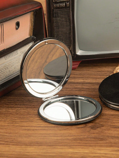 Foldable Pocket Makeup Mirror, 1pc Solid Color Round Double-Sided Compact Cosmetic Mirror, Desktop Mirror, Portable Travel Mirror For Women & Girl, Gift For Women Mom Wife Sister Teen Girl Friend, Sma