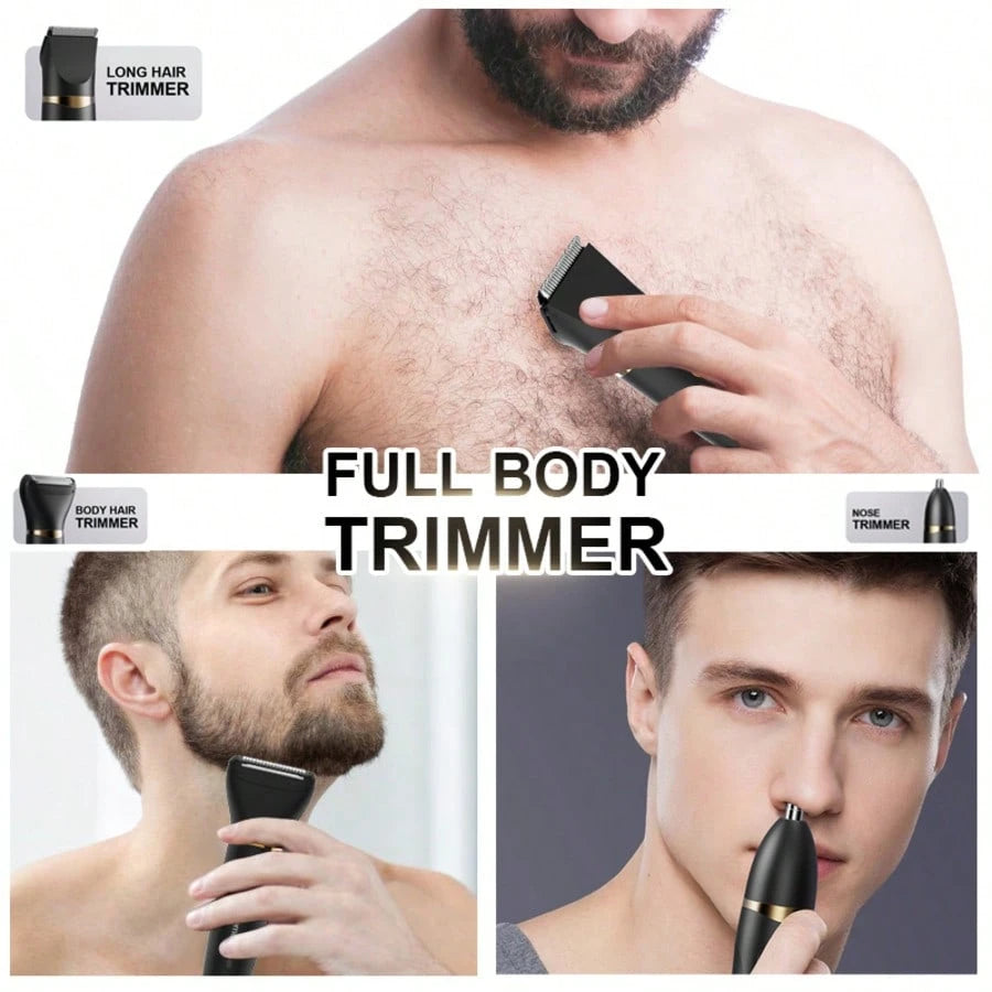 FollowBreak 3-In-1 Men's Electric Shaver, Men's Hair Clipper, USB Men's Shaver, Nose Hair Trimmer, 3 Blade Types, Detachable Cleaning, With LED Display Screen, Removing Ear Hair, Nose Hair, Eyebrows A