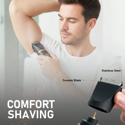FollowBreak 3-In-1 Men's Electric Shaver, Men's Hair Clipper, USB Men's Shaver, Nose Hair Trimmer, 3 Blade Types, Detachable Cleaning, With LED Display Screen, Removing Ear Hair, Nose Hair, Eyebrows A
