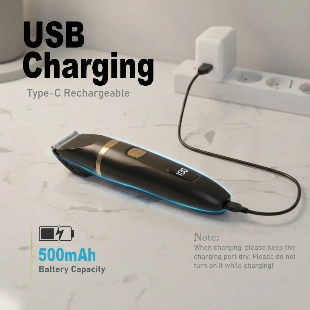 FollowBreak 3-In-1 Men's Electric Shaver, Men's Hair Clipper, USB Men's Shaver, Nose Hair Trimmer, 3 Blade Types, Detachable Cleaning, With LED Display Screen, Removing Ear Hair, Nose Hair, Eyebrows A