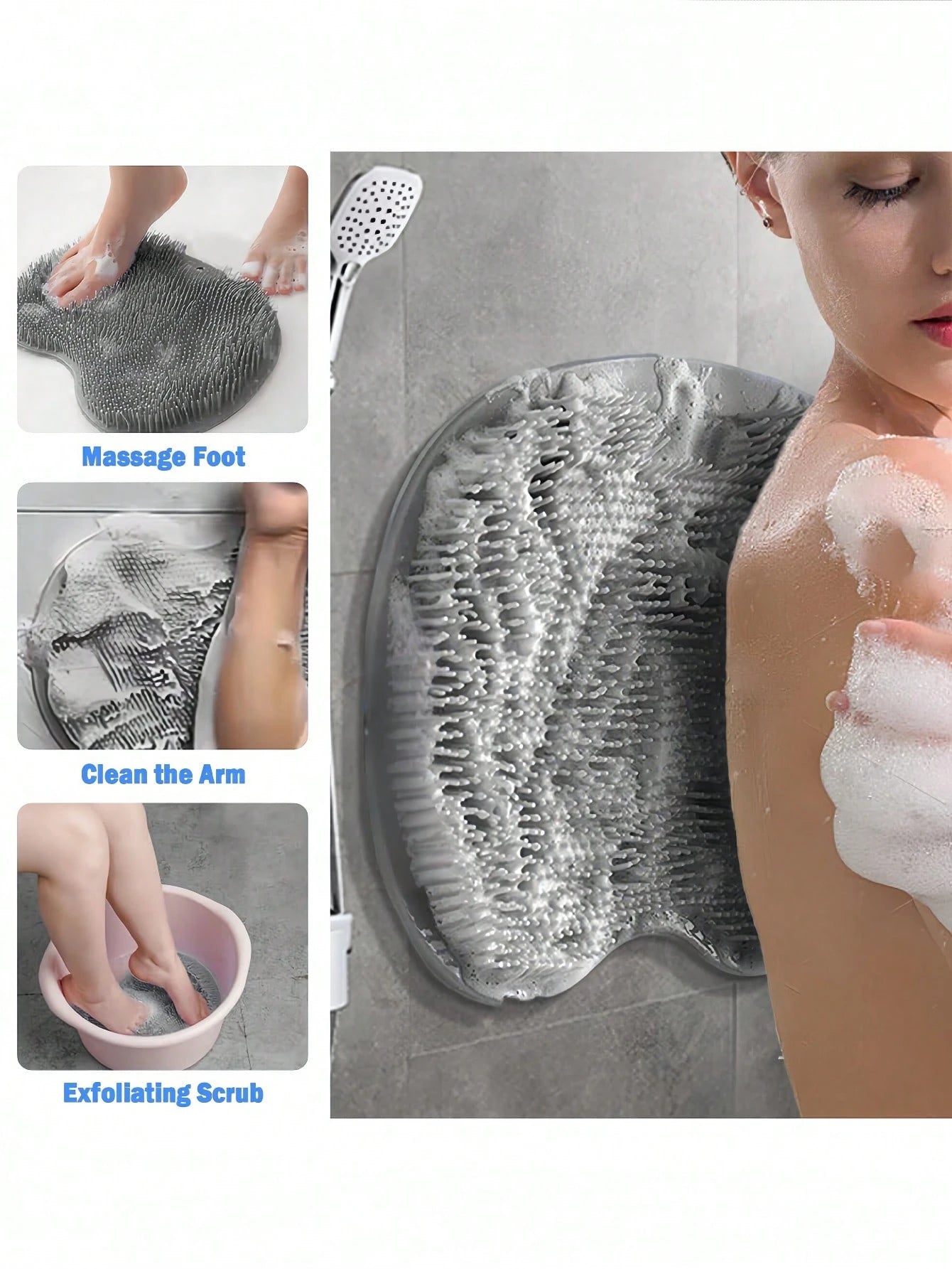 Foot Scrub Mat Shower Scrub Mat Foot Massage Mat Bathroom Bath Mat Shower Back Scrub Mat With Cup Bathroom Toilet Use College Back To School Gift For Women Men Mom Bathroom Decor And Accessories Clean