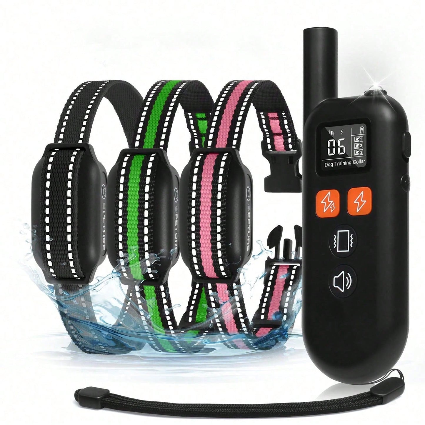 For 3 Dogs Shock Collar With Remote, 3300FT Dog Training Collar With Fashlight, IPX7 E Collar With Double Shock For Small Medium Large Dogs(5-150lbs)-4 Training Modes, Adjustable Strap, Rechargeable