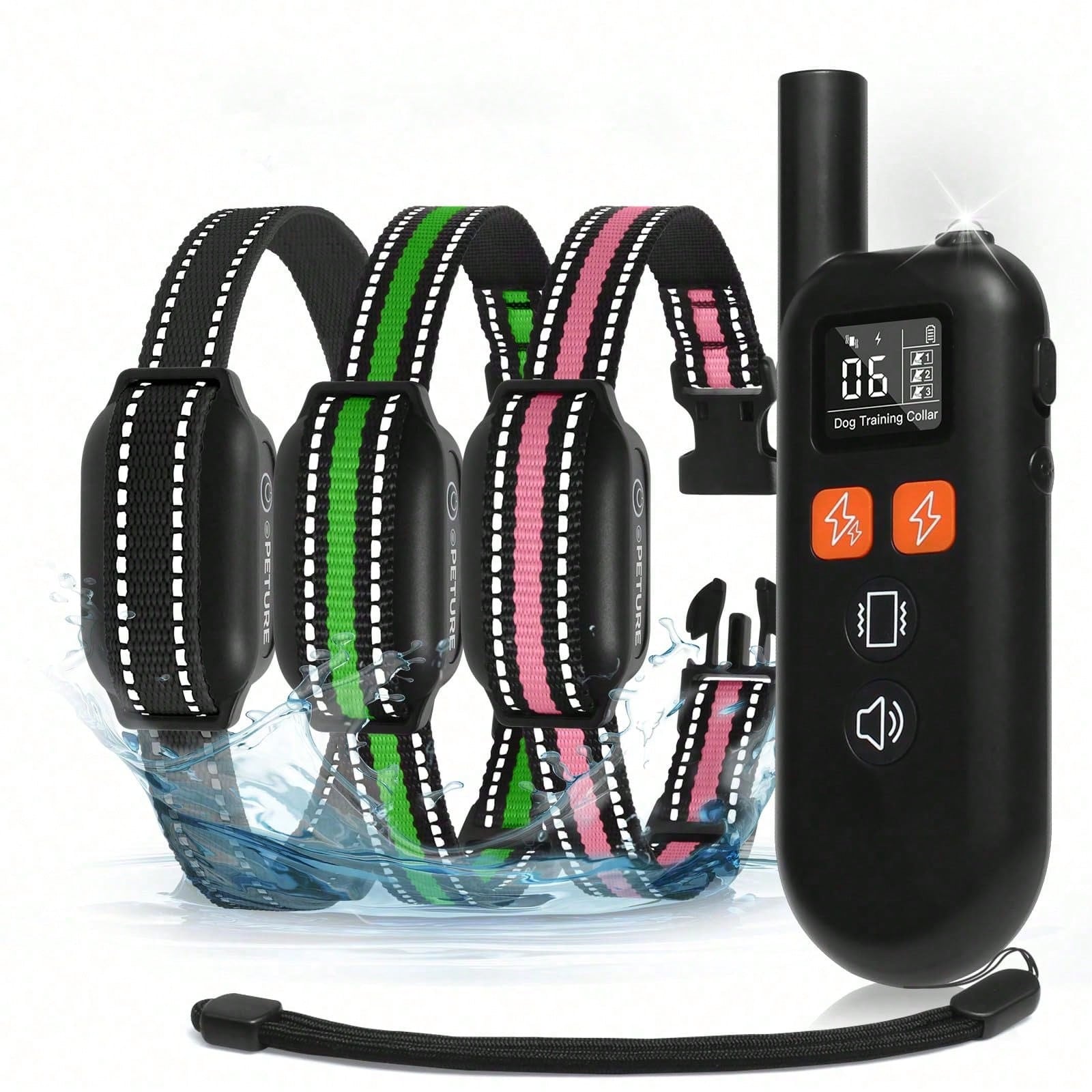 For 3 Dogs Shock Collar With Remote, 3300FT Dog Training Collar With Fashlight, IPX7 E Collar With Double Shock For Small Medium Large Dogs(5-150lbs)-4 Training Modes, Adjustable Strap, Rechargeable
