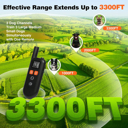 For 3 Dogs Shock Collar With Remote, 3300FT Dog Training Collar With Fashlight, IPX7 E Collar With Double Shock For Small Medium Large Dogs(5-150lbs)-4 Training Modes, Adjustable Strap, Rechargeable