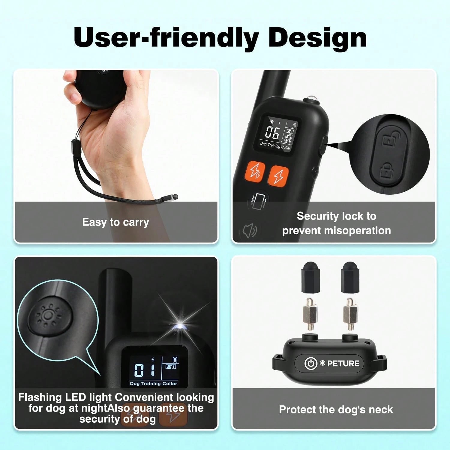 For 3 Dogs Shock Collar With Remote, 3300FT Dog Training Collar With Fashlight, IPX7 E Collar With Double Shock For Small Medium Large Dogs(5-150lbs)-4 Training Modes, Adjustable Strap, Rechargeable