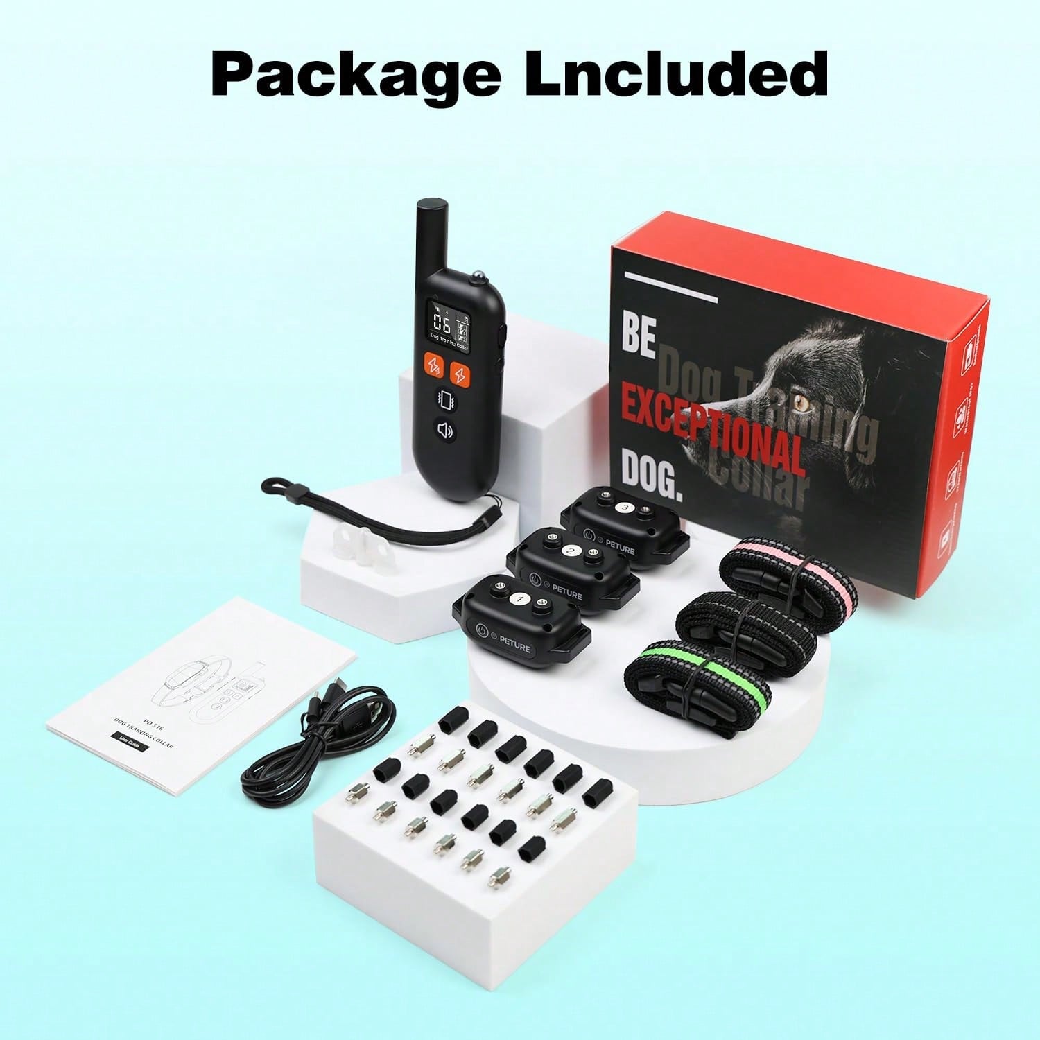 For 3 Dogs Shock Collar With Remote, 3300FT Dog Training Collar With Fashlight, IPX7 E Collar With Double Shock For Small Medium Large Dogs(5-150lbs)-4 Training Modes, Adjustable Strap, Rechargeable