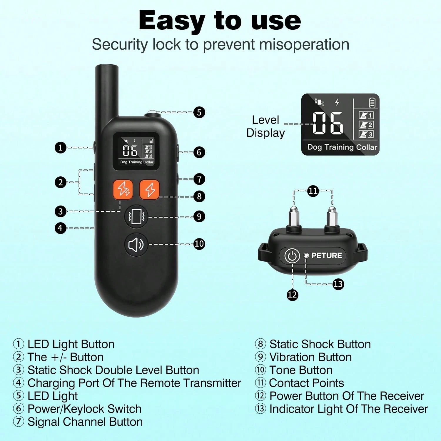 For 3 Dogs Shock Collar With Remote, 3300FT Dog Training Collar With Fashlight, IPX7 E Collar With Double Shock For Small Medium Large Dogs(5-150lbs)-4 Training Modes, Adjustable Strap, Rechargeable