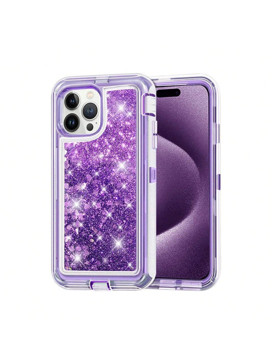 For IPhone 16/15/14/13/12/11 Series, Liquid Glitter Case Luxury Floating Bling Sparkle Shockproof Cover Compatible With IPhone For Christmas, Birthday, New Year Gifts, Winter,Gifts For Family, Friends