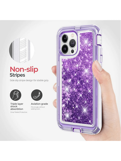For IPhone 16/15/14/13/12/11 Series, Liquid Glitter Case Luxury Floating Bling Sparkle Shockproof Cover Compatible With IPhone For Christmas, Birthday, New Year Gifts, Winter,Gifts For Family, Friends