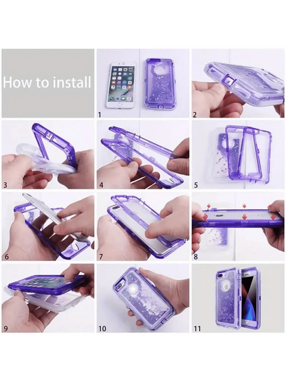For IPhone 16/15/14/13/12/11 Series, Liquid Glitter Case Luxury Floating Bling Sparkle Shockproof Cover Compatible With IPhone For Christmas, Birthday, New Year Gifts, Winter,Gifts For Family, Friends
