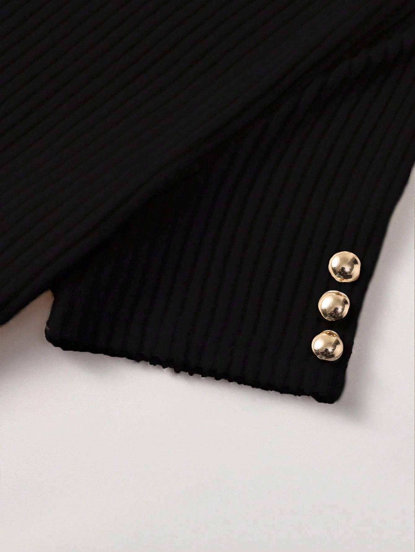 Franclia Black Ribbed Knit Short Sleeve Fitted Versatile Dress