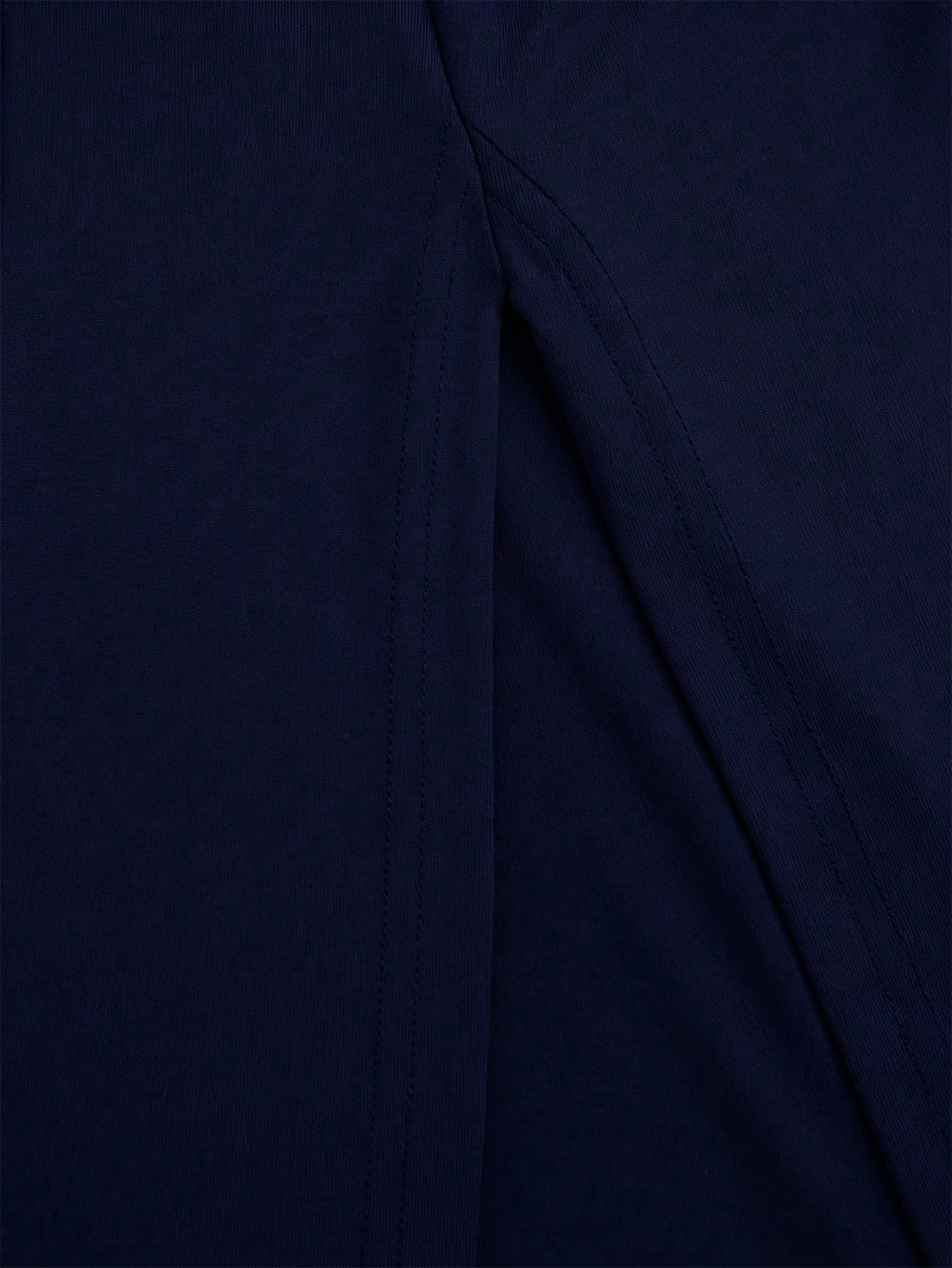 Franclia Elegant Fitted Sexy Deep V-Neck Halter High Slit High Stretch Indigo Blue Dress, Formal Party Gown, New Year Dress