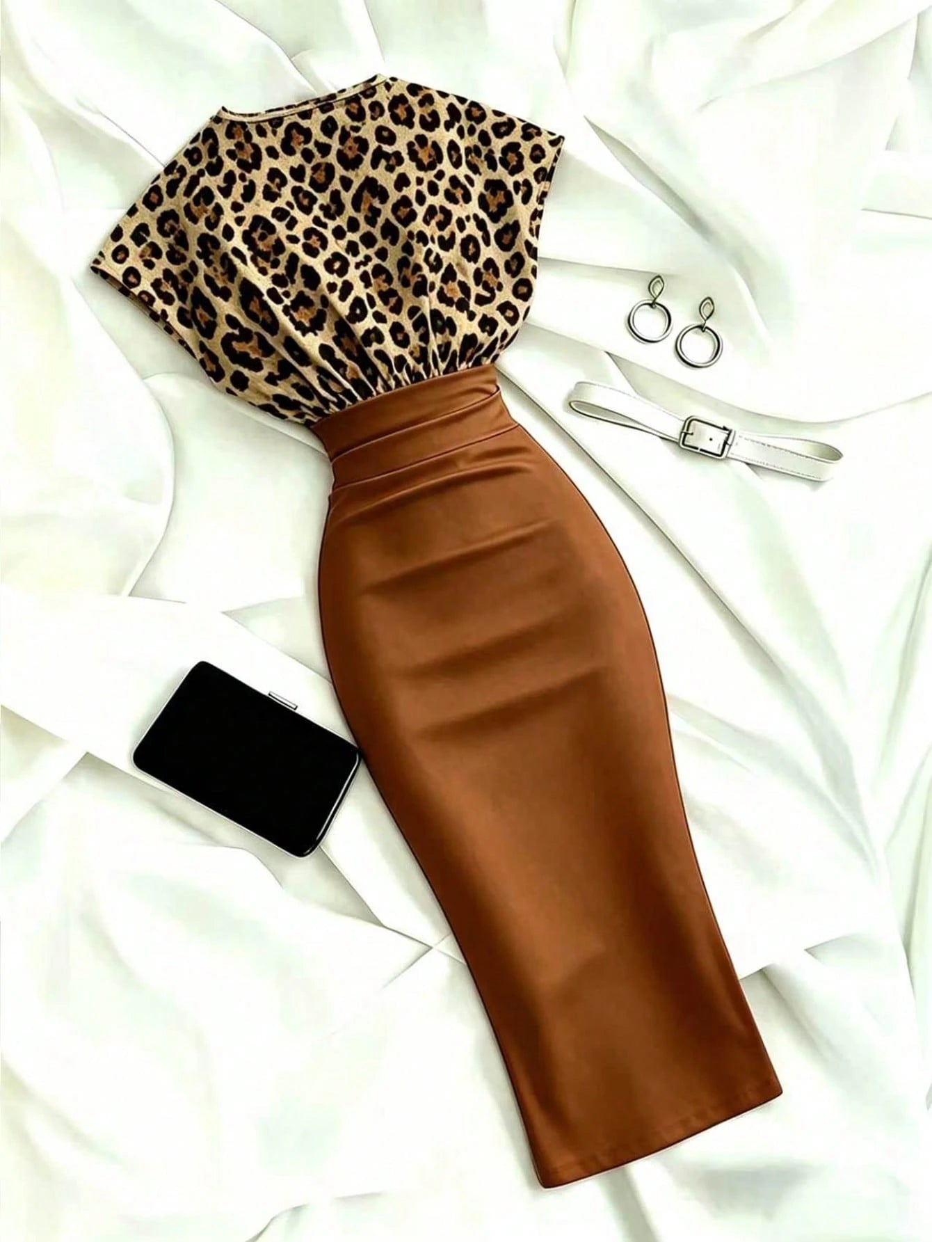 Franclia Women's Summer Fashion Leopard Print Patchwork Dress