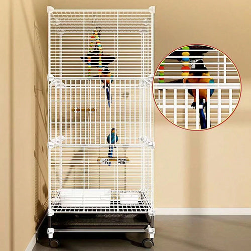 Freestanding Bird Cage 3 Tier Bird Cage With 6 Universal Wheels Bird Cage For Small Medium Birds