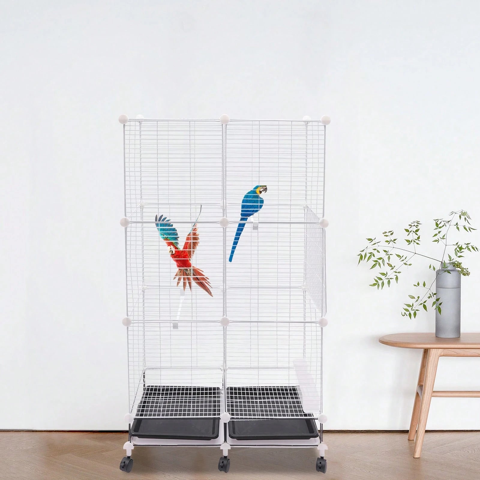 Freestanding Bird Cage 3 Tier Bird Cage With 6 Universal Wheels Bird Cage For Small Medium Birds