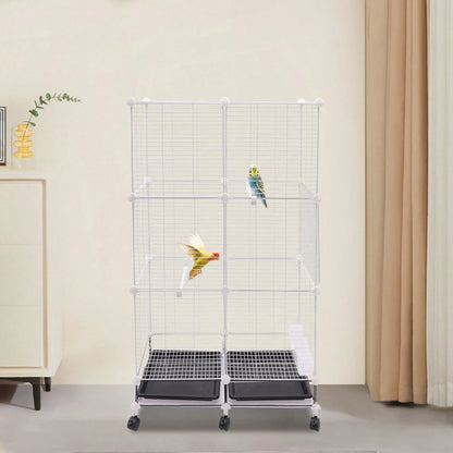 Freestanding Bird Cage 3 Tier Bird Cage With 6 Universal Wheels Bird Cage For Small Medium Birds