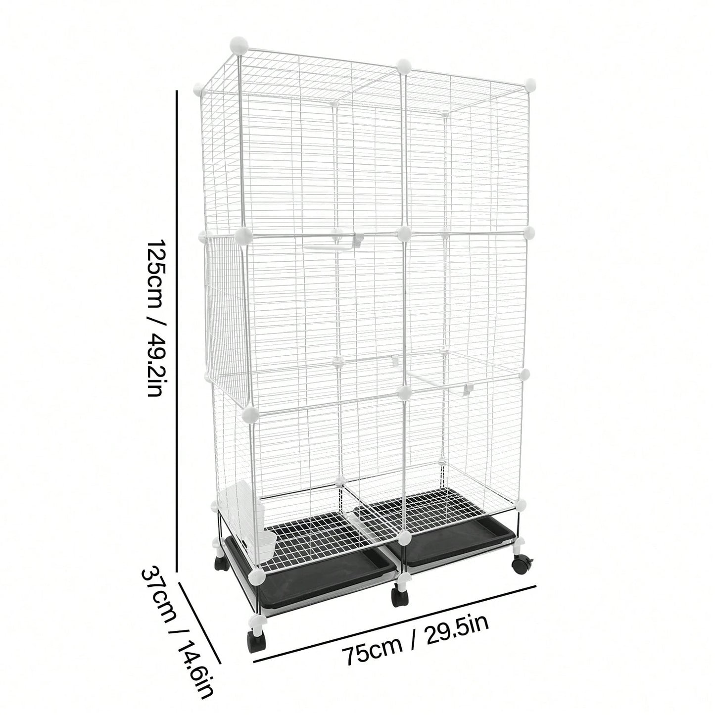 Freestanding Bird Cage 3 Tier Bird Cage With 6 Universal Wheels Bird Cage For Small Medium Birds