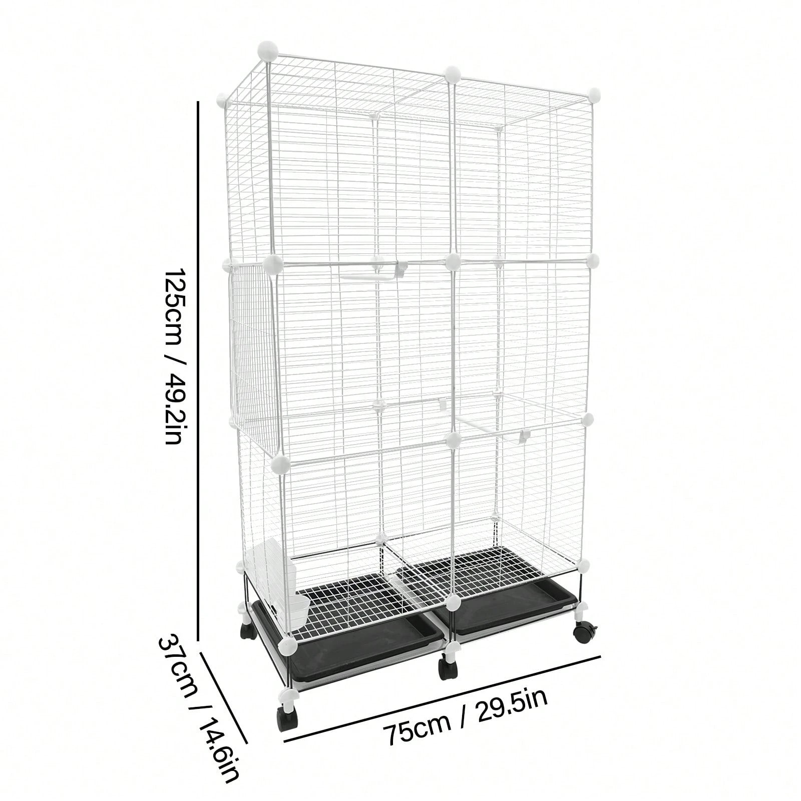 Freestanding Bird Cage 3 Tier Bird Cage With 6 Universal Wheels Bird Cage For Small Medium Birds